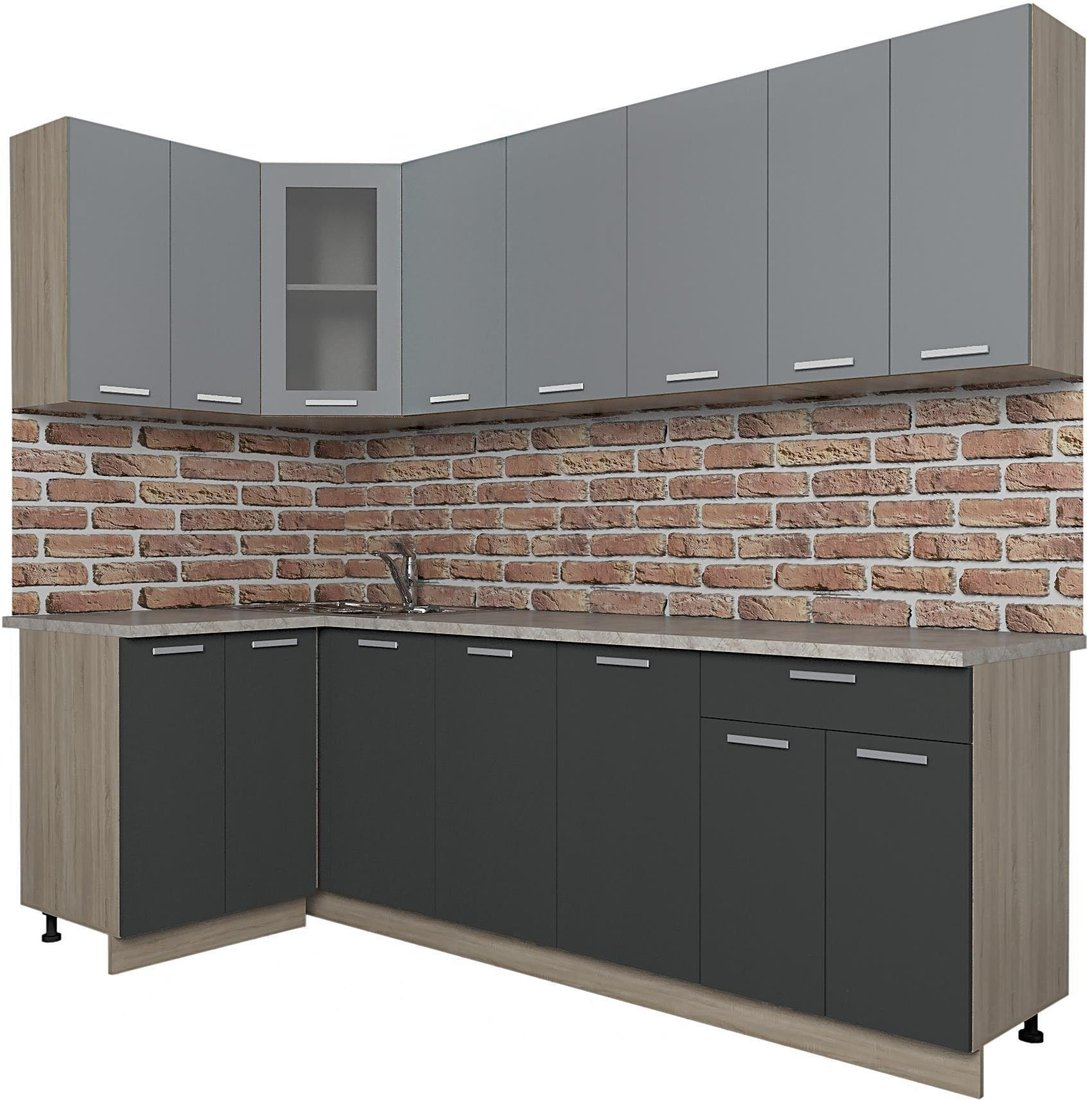 

Готовая кухня Интерлиния Мила 12x24 (антрацит/серебро)