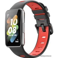 Ремешок Rumi силиконовый для Huawei Band 7 (черный/красный)