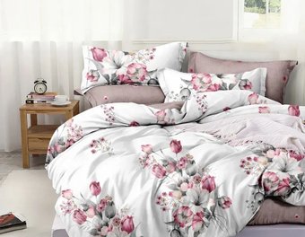 1.5-спальный комплект постельного белья Luxsonia Букет изыска Поплин 1.5сп 70x70 Ви27-342/220 (на резинке)