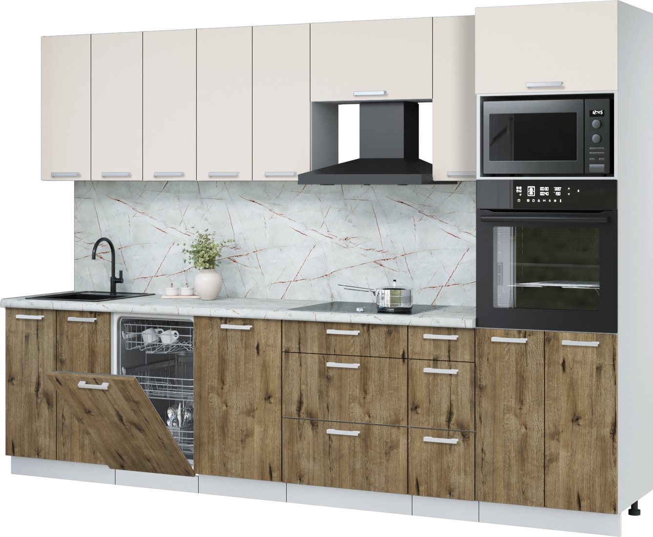 

Готовая кухня Интерлиния Мила Лайт 3.0-ПМ3 (персидский жемчуг/дуб веллингтон/серый каспий)