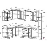 Готовая кухня Интерлиния Мила Пластик 1.68x3.0 PR (туманный глянец/черный глянец/дуб бунратти)