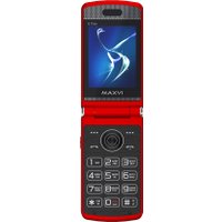 Кнопочный телефон Maxvi E11ds (красный/серебристый)