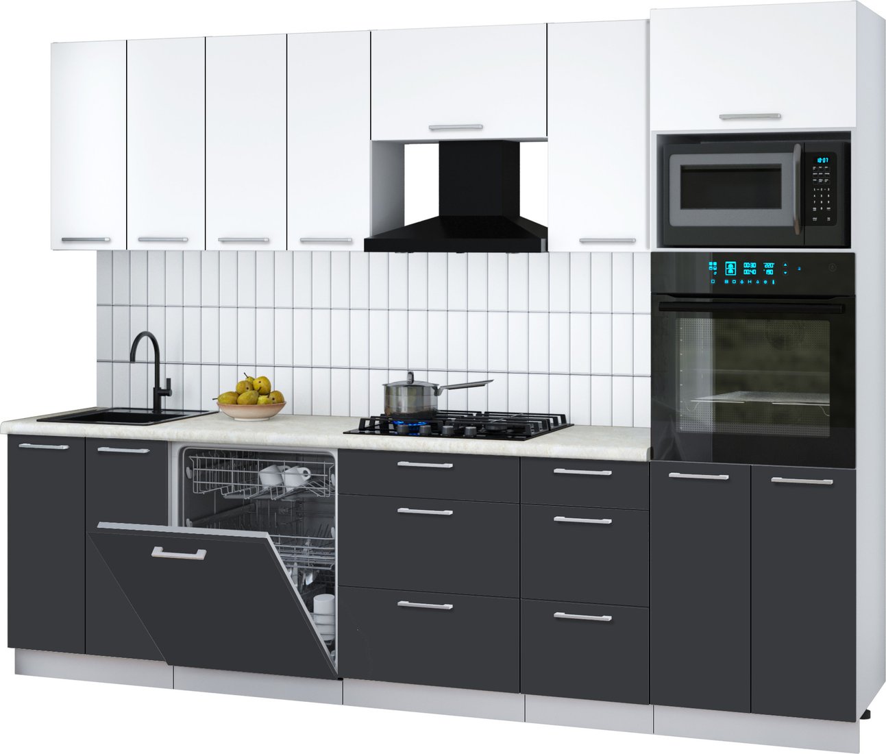 

Готовая кухня Интерлиния Мила Gloss 2.8-ПМ1 (пепел/белый/опал светлый)