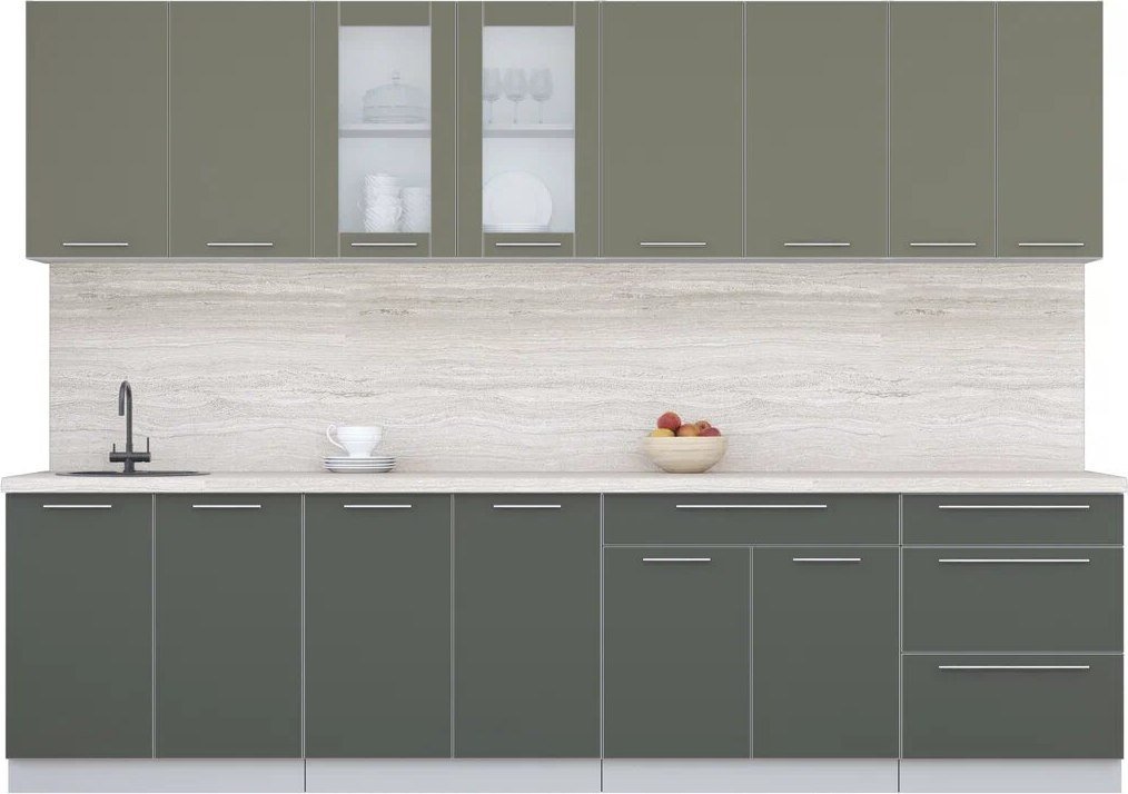 

Кухонный модуль Интерлиния Мила Пластик 3.0 Б (кварцевый/шторм/травертин серый)