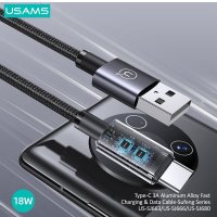 Кабель Usams US-SJ680 USB Type-A - USB Type-C (0.25 м, черный)