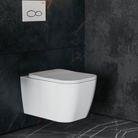 Унитаз подвесной Roxen Cube в комплекте с инсталляцией Asten Readle Zentralmodul AR0601-135W с белой кнопкой