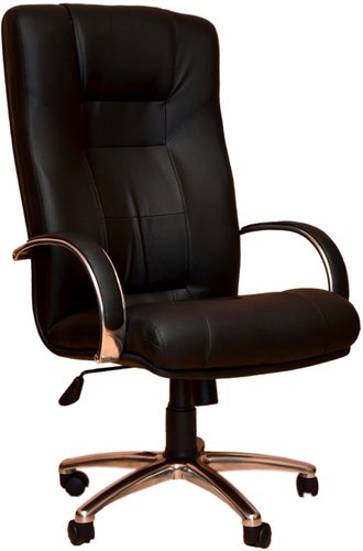 Офисное кресло VIROKO STYLE Stefan chrome (кожа, мультиблок, черный)