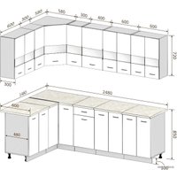 Готовая кухня Кортекс-мебель Корнелия Экстра 1.5x2.5м (дуб сонома/венге/королевский опал)