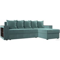 Угловой диван Лига диванов Дубай лайт правый 114149 (велюр бирюзовый)