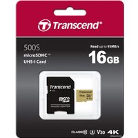 Карта памяти Transcend microSDHC 500S 16GB + адаптер