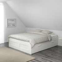 Кровать Ikea Бримнэс 200x180 (белый, леирсунд) 393.986.12