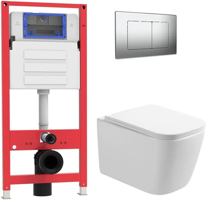 

Унитаз подвесной Oliveeka OL-MQ-003 + OL-1216 + OL-E12-BN (никель матовый)