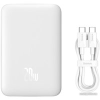 Внешний аккумулятор Baseus Magnetic Mini Air Wireless Fast Charge Power Bank 20W 10000mAh (белый) + брендированный брелок Baseus