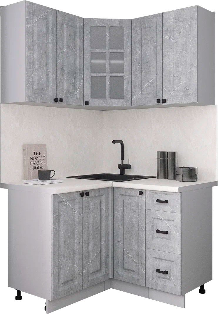 

Готовая кухня Интерлиния Мила Деко 1.2x1.2 (керамика/керамика/опал светлый)