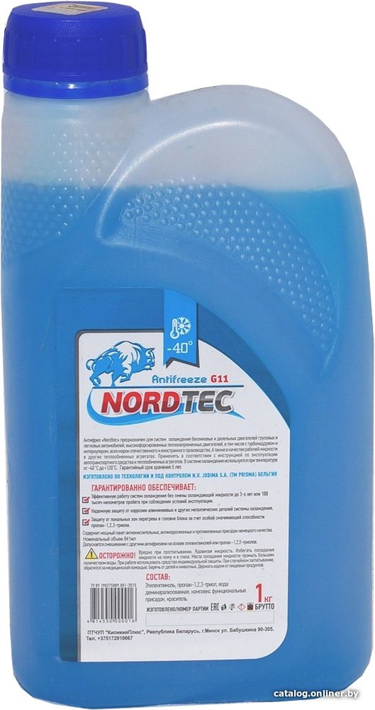 Антифриз NordTec Antifreeze-40 G11 синий 1кг
