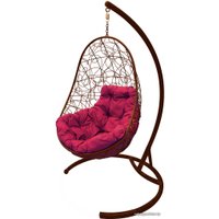 Подвесное кресло M-Group Овал 11140202 (коричневый ротанг/бордовая подушка)