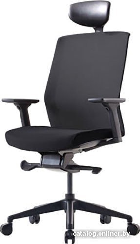 Офисное кресло Bestuhl J1 Black Pl с подголовником и подлокотником (черная сетка/черная ткань)