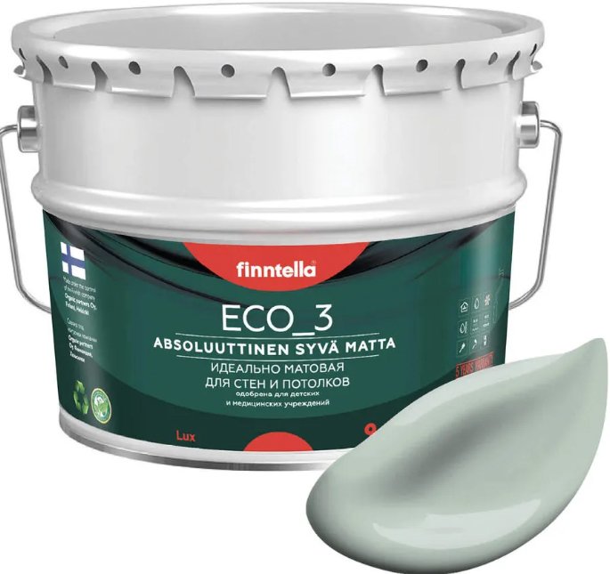 

Краска Finntella Eco 3 Wash and Clean Aave F-08-1-9-LG284 9 л (серо-зеленый)