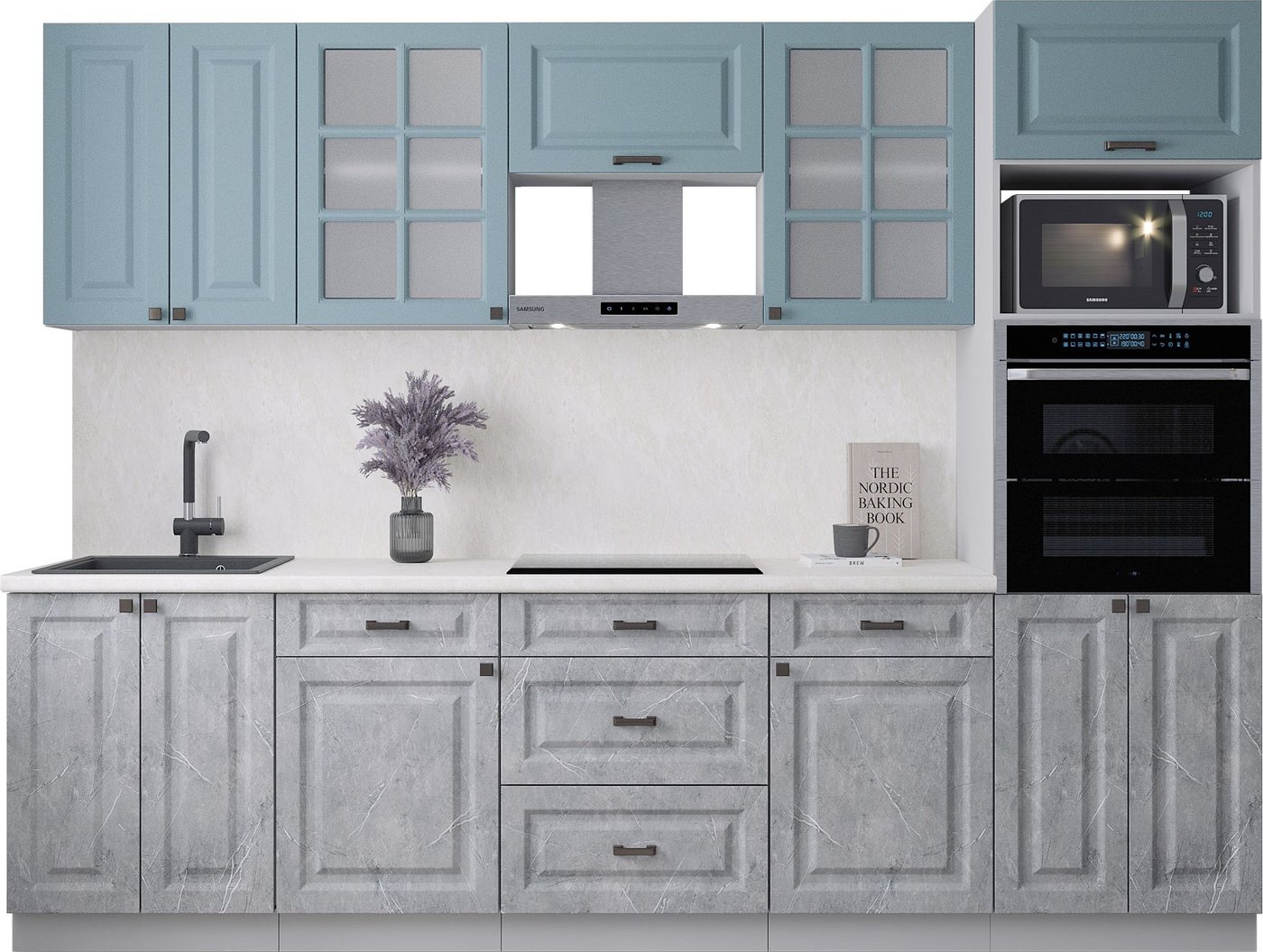 

Готовая кухня Интерлиния Мила Деко 2.8 (керамика/океан/опал светлый)