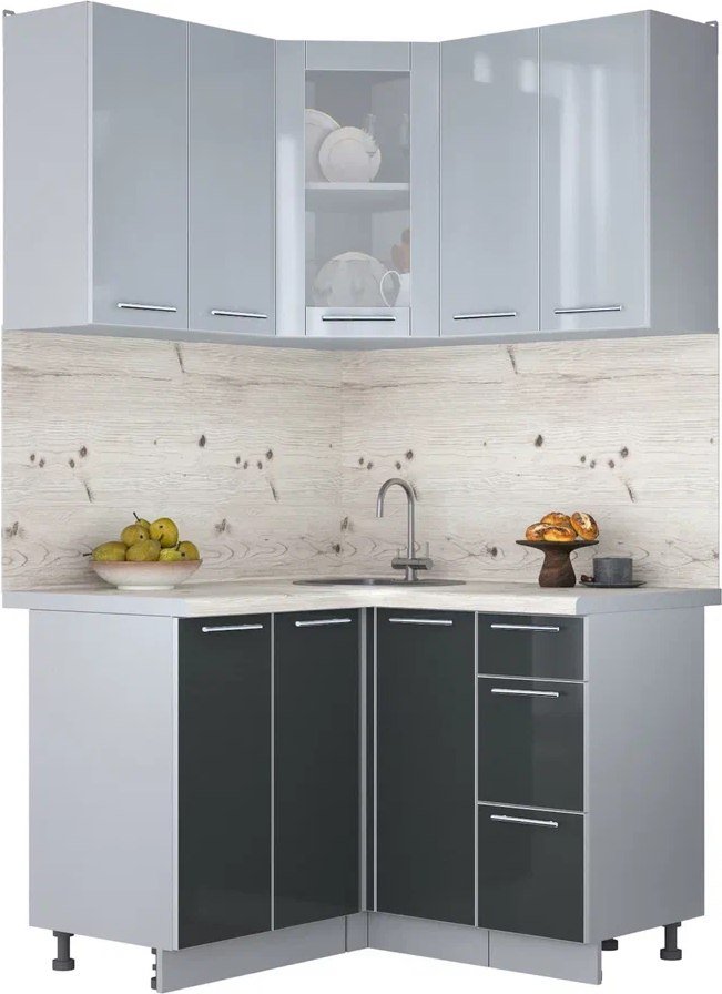 

Готовая кухня Интерлиния Мила Пластик 1.2x1.2 (туманный глянец/антрацит глянец/бискайская сосна)