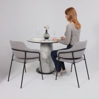 Кухонный стол Lepremo AV 2317 МДФ+керамика 900 (белый матовый Snow White/черный+HPL виктори натуральный)