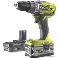 Дрель-шуруповерт Ryobi R18DD3-252S 5133003353 (с 2-мя АКБ 2 Ah+5 Ah, сумка)