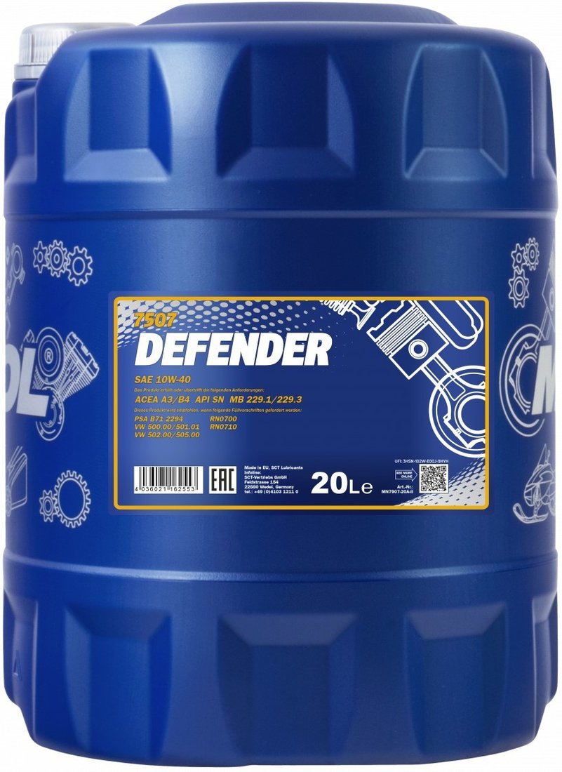 

Моторное масло Mannol Defender 10W-40 20л