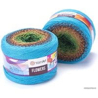 Пряжа для вязания Yarnart Flowers 304 250 г 1000 м (голубой; коричневый; зеленый)