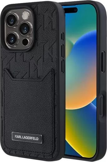

Чехол для телефона Lagerfeld Cardslot PU Grained Monogram with Pocket для iPhone 16 Pro Max KLHCP16XPGKHPRPK