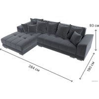 Угловой диван Лига диванов НордСтар левый 121110L (велюр серый/подушки велюр серый)