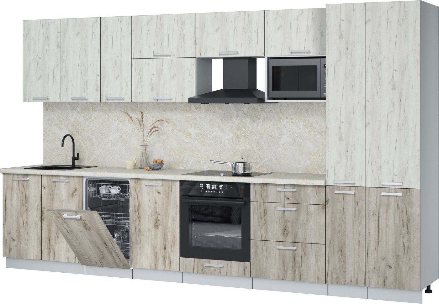 

Готовая кухня Интерлиния Мила Лайт 3.6-ПМ4 (дуб белый/дуб серый/опал светлый)