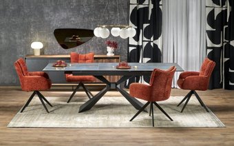 Кухонный стол Halmar Luciano раскладной 180-230/90/76 (синий мрамор/черный)