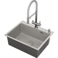 Кухонная мойка Roxen Snake 560220-60-S сатин/текстурная поверхность (с коландером и дозатором)