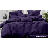 Евро комплект постельного белья Luxor Полоса 1x1 19-3728 2сп с европростыней (черника, сатин-страйп)