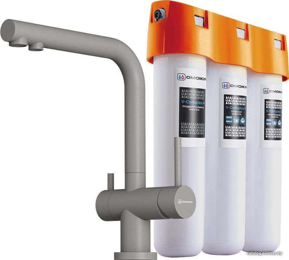 Смеситель Omoikiri Nagano-GR-P + Pure drop Lite