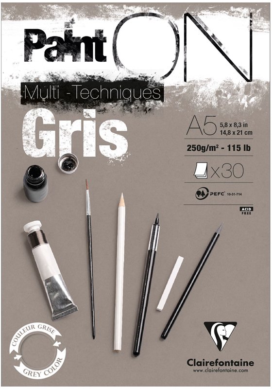 

Набор бумаги для рисования Clairefontaine Paint'On 975808C (серый)