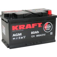 Автомобильный аккумулятор KRAFT AGM 80 R+ + Бесплатная диагностика подвески или -30% на замену масла