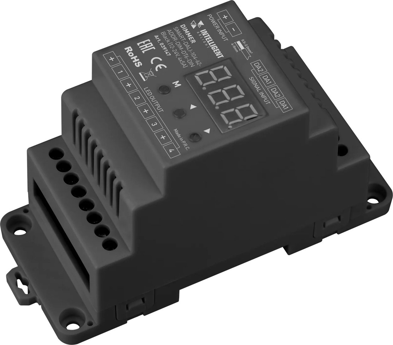

Светорегулятор (диммер) Arlight Intelligent SMART-DALI-104-62-ADDR-DIM-DT6-DIN Black 039147
