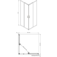 Душевой уголок Adema Glass Line Vierkant-90 (тонированное стекло)