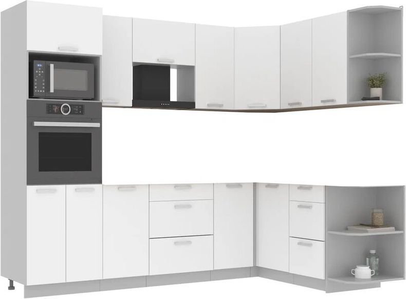 

Готовая кухня Интерлиния Мила Лайт 1.68x2.6 правая без столешницы (белый платинум)