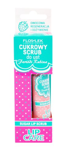  Floslek Сахарный скраб для губ с ароматом клубники, 14 г