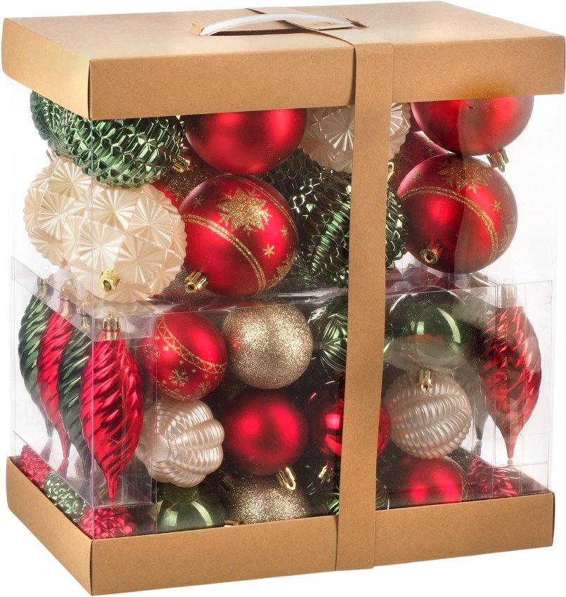 

Елочная игрушка Ausini XK-042 (красный/зеленый/шампань, 78шт)