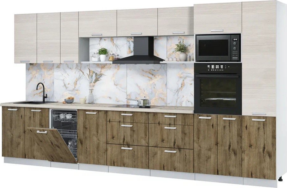 

Готовая кухня Интерлиния Мила Лайт 3.9-ПМ3 (вудлайн кремовый/дуб веллингтон/бискайская сосна)