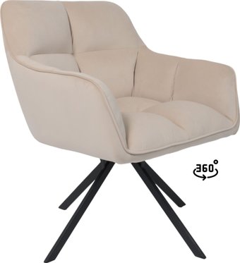 Интерьерное кресло AksHome Virginia (кремовый велюр HCJ-3/черный)
