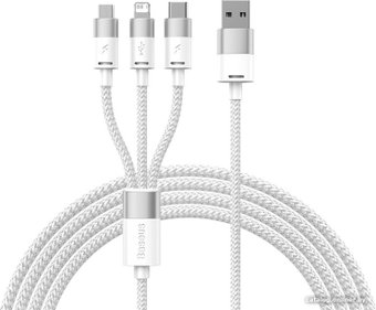 Кабель Baseus One-For-Three Fast Charging Data Cable 3.5A USB Type-A - USB Type-C/microUSB/Lightning (0.5 м, белый)