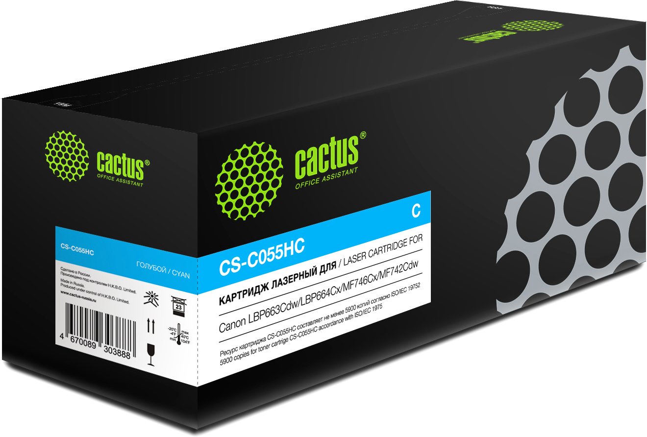 

Картридж CACTUS CS-C055HC (аналог Canon 055H Cyan)