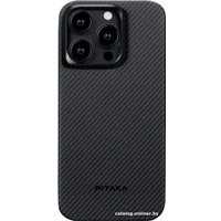 Чехол для телефона Pitaka MagEZ Case 4 для iPhone 15 Pro Max (600D twill, черный/серый)