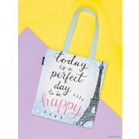 Сумка шоппер JoyArty Идеальный день быть счастливым ткань под лен bsh_16245