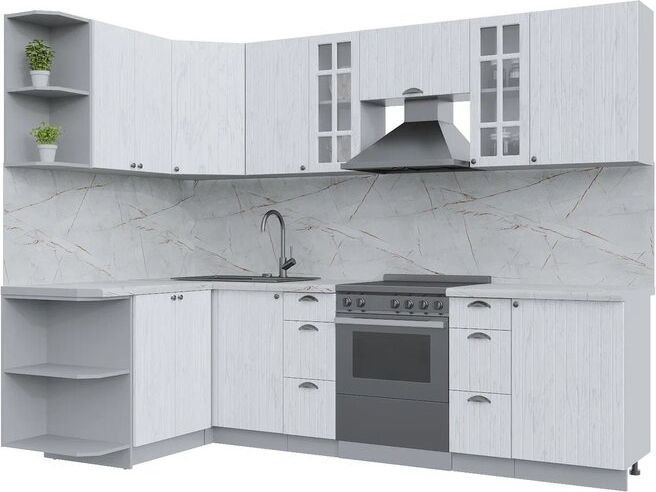 

Готовая кухня Интерлиния Берес 1.5x2.7 левая (дуб полярный/серый каспий)