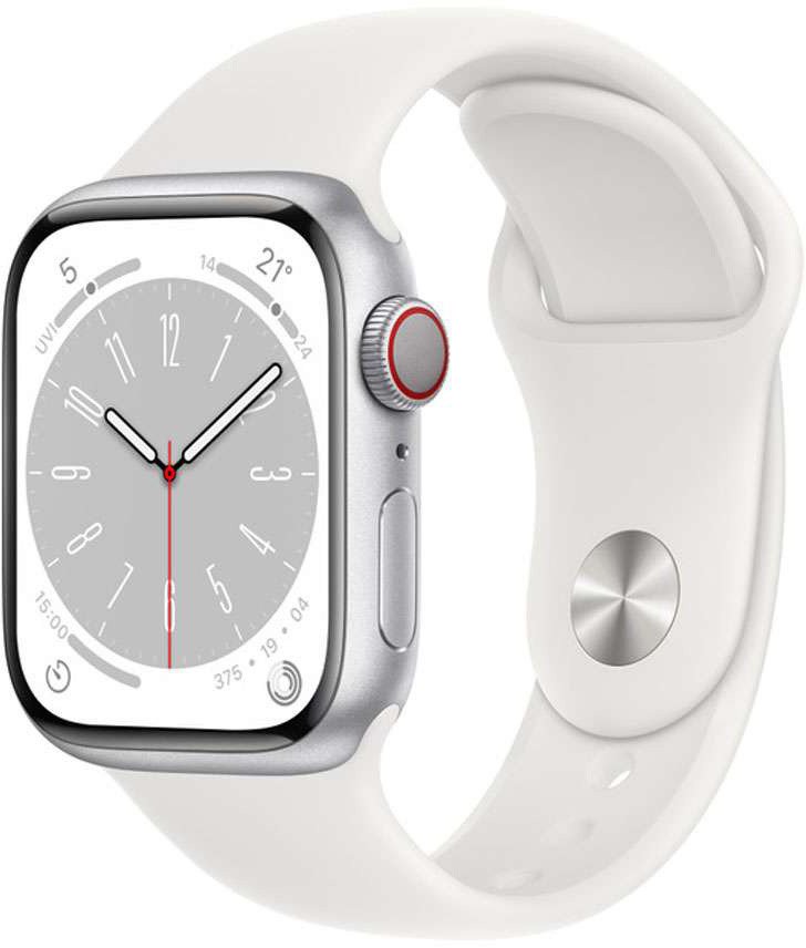 

Умные часы Apple Watch Series 8 LTE 45 мм (алюминиевый корпус, серебристый/белый, спортивные силиконовые ремешки S/M + M/L)